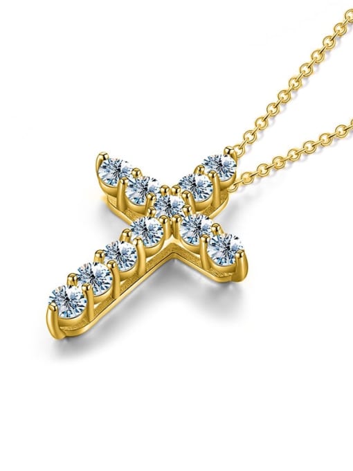 Main stone: 10 points 11 [gold] 925 Sterling Silver Moissanite Cross Dainty Regligious Necklace
